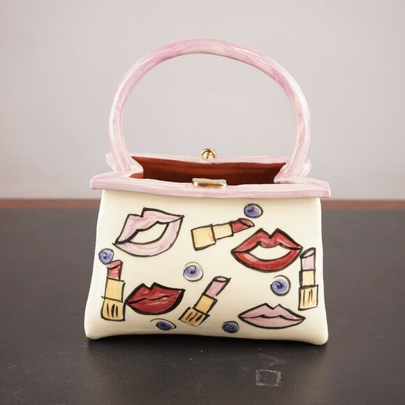 Pink Ceramic Purse Vase Sonja Picard Signed - Picture 2 of 7